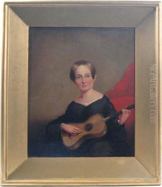 Comprising One Woman Playing A Guitar Oil Painting by Thomas Sully