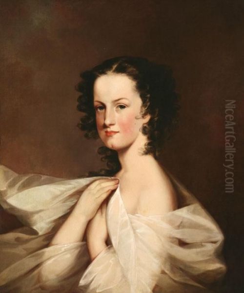 Portrait Of A Young Girl In A Diaphanous Gown Oil Painting by Thomas Sully