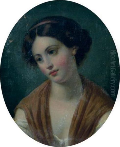 Portrait Of Miss Fanny Rundle Oil Painting by Thomas Sully