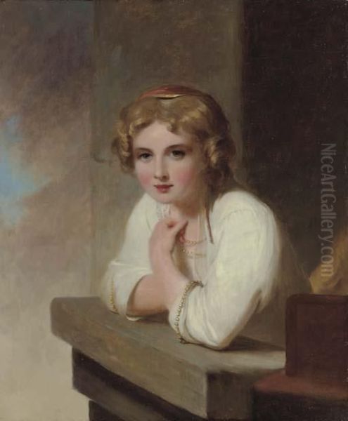 Peasant Girl (after Rembrandt's Young Girl Leaning On Awindowsill) Oil Painting by Thomas Sully