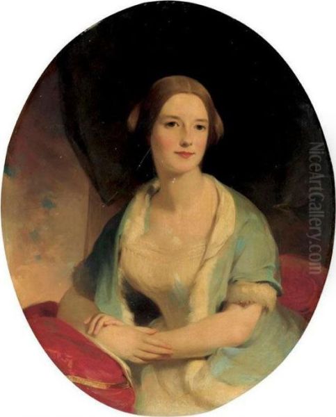 Portrait Of Sarah Jane Hall Oil Painting by Thomas Sully