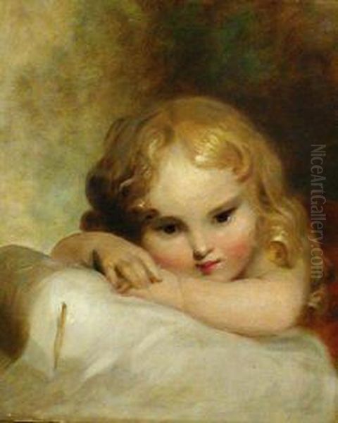 Young Girl Resting On A Pillow Oil Painting by Thomas Sully