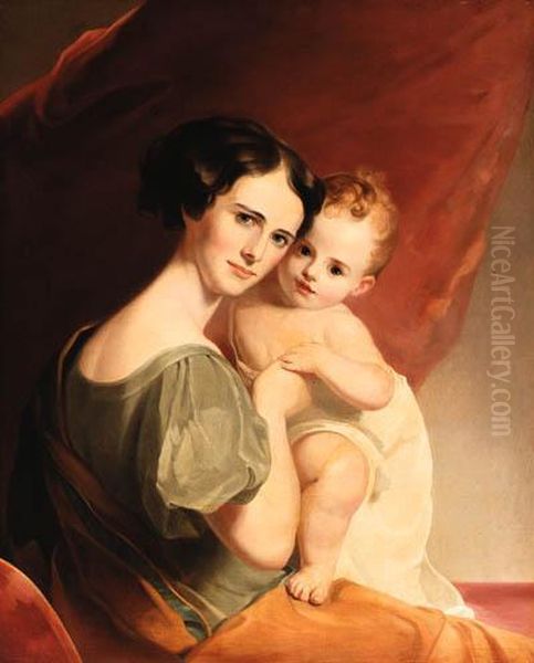 Mrs. John Mason And Her Son Oil Painting by Thomas Sully