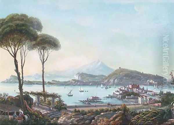 Bay of Naples Oil Painting by Italian School