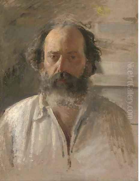 Portrait of a gentleman, bust-length, in a white shirt Oil Painting by Italian School