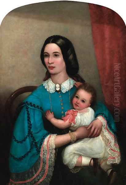 Portrait Of A Mother And Child Oil Painting by Italian School