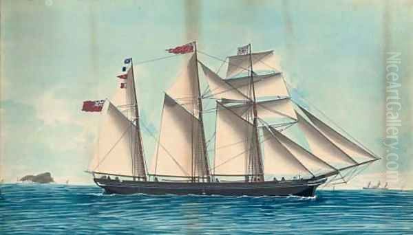 The barquentine Gladstone, calling for a pilot Oil Painting by Italian School