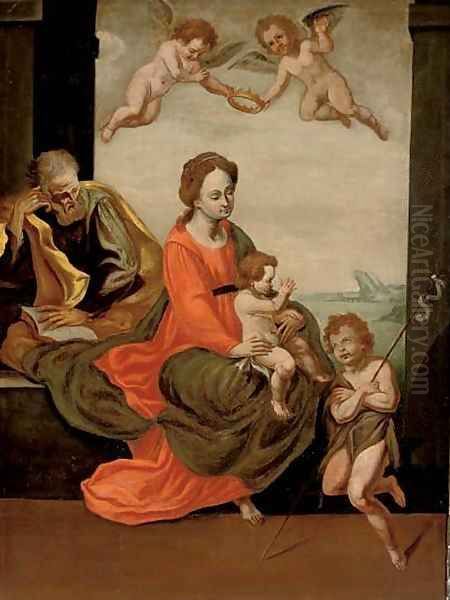 The Holy Family with the Infant Saint John the Baptist Oil Painting by Italian School