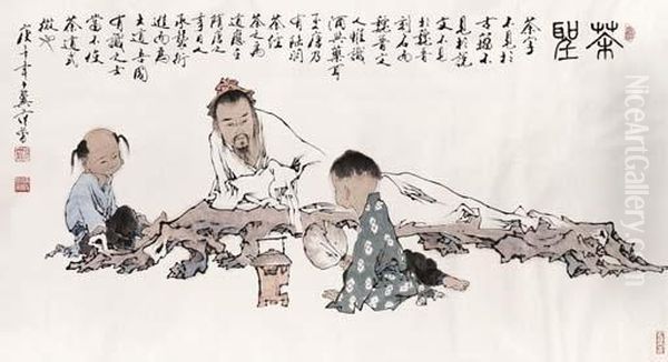 Sage Of Tea Oil Painting by Xiao Sun