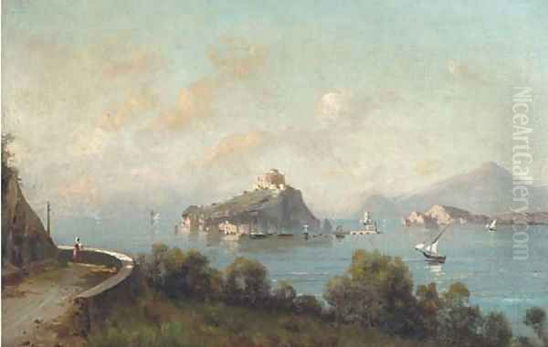 A Neapolitan coastal landscape; and Another similar Oil Painting by Italian School