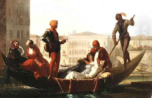 Figures in a gondola Oil Painting by Italian School