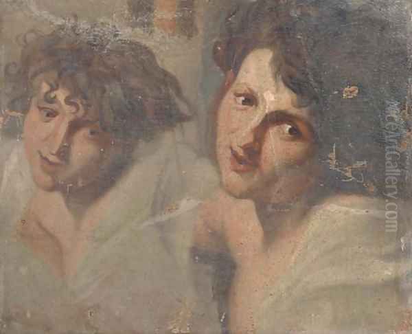 Studies of two male busts Oil Painting by Italian School