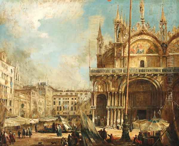 The Basilica of San Marco, Venice Oil Painting by Italian School