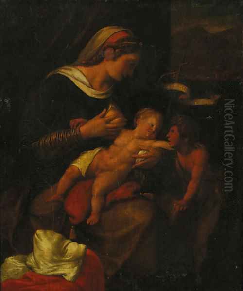 The Madonna and Child with the Infant Saint John the Baptist Oil Painting by Italian School