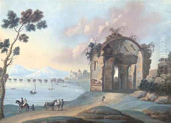 Veduta del Tempio di Diana a Pozzuoli Oil Painting by Italian School