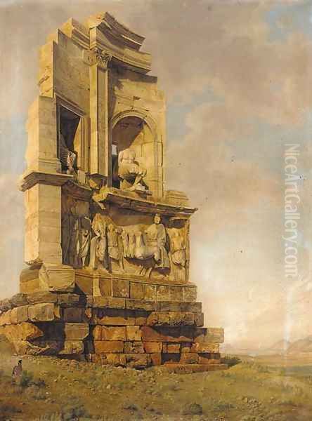 A ruined section of a Roman temple Oil Painting by Italian School