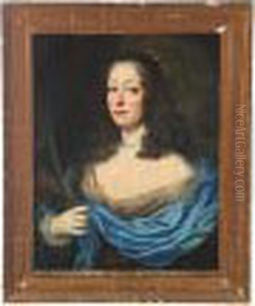 Bust Of A Woman Wearing A Crown Oil Painting by Justus Sustermans