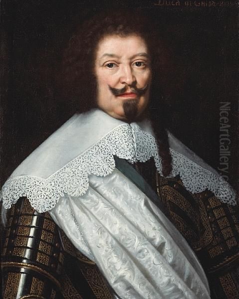 A Portrait Of An Italian Nobleman, Half-length Oil Painting by Justus Sustermans