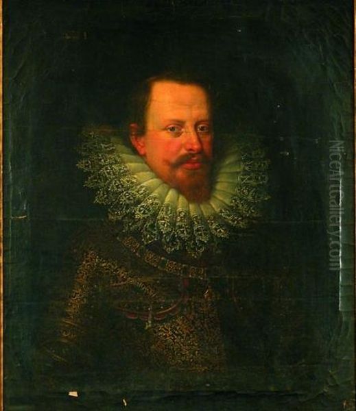 Portrait Of A Gentleman In Armor With A Medallion Of The Order Of The Golden Fleece Oil Painting by Justus Sustermans