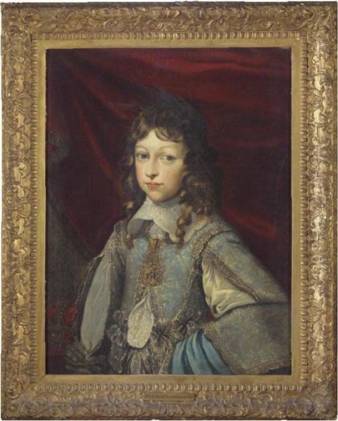 Portrait Of A Young Nobleman, 
Half Length, Wearing A Richly Embroidered Tunic And The Ordine Supremo 
Dela Ss. Annunziata Of Savoy Oil Painting by Justus Sustermans