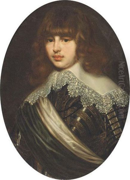 Portrait Of Waldemar Christian 
Of Denmark, Bust-length, In Armourwith A White Lace Collar Oil Painting by Justus Sustermans