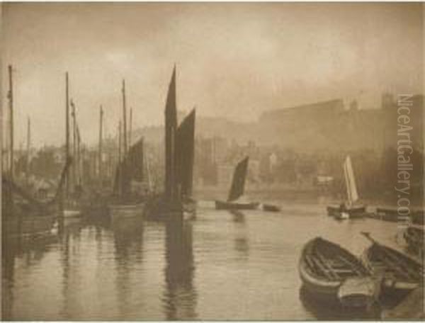 View Of Whitby Harbour Oil Painting by Frank Meadow Sutcliffe