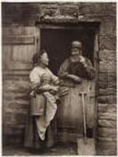 Couple In A Doorway, Circa 1890 Oil Painting by Frank Meadow Sutcliffe