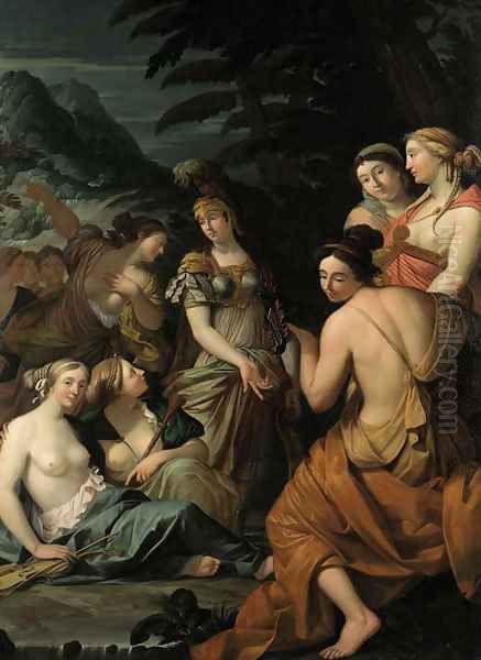 Minerva and the Muses on Mount Helicon Oil Painting by Theodorus van der Schuer