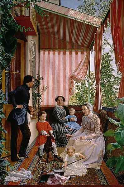 On the Balcony, 1857 Oil Painting by Fedor Mikhailovich Slavyansky