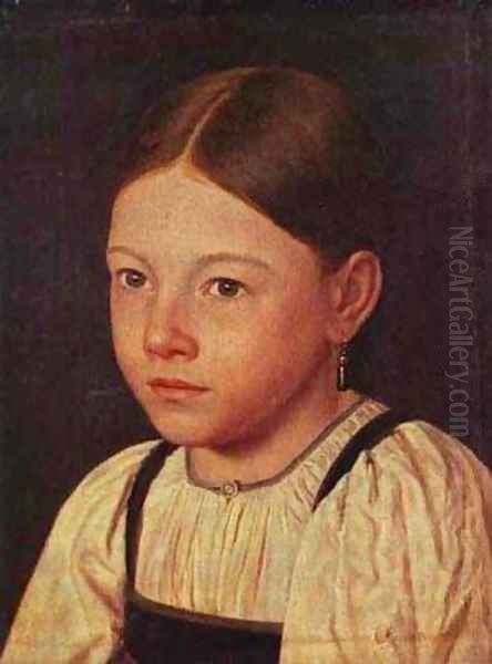 Peasants Girl 1830s Oil Painting by Fedor Mikhailovich Slavyansky