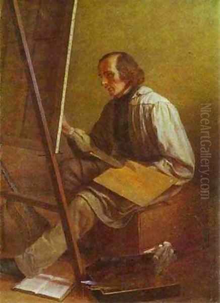 Self Portrait 1850s Oil Painting by Fedor Mikhailovich Slavyansky