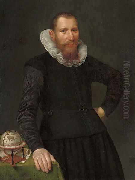 Portrait of a gentleman, possibly the cartographer Willem Janz Blaeu (Uitgeest or Alkmaar 1571-1638 Amsterdam) Oil Painting by Dutch School