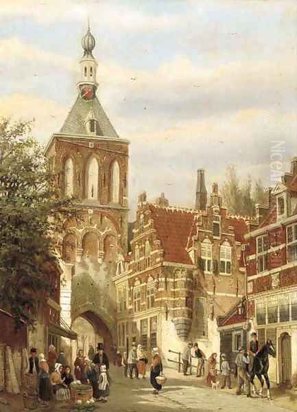 A Dutch street market Oil Painting by Dutch School