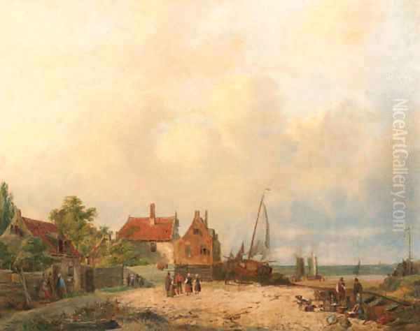 A fishing-village Oil Painting by Dutch School