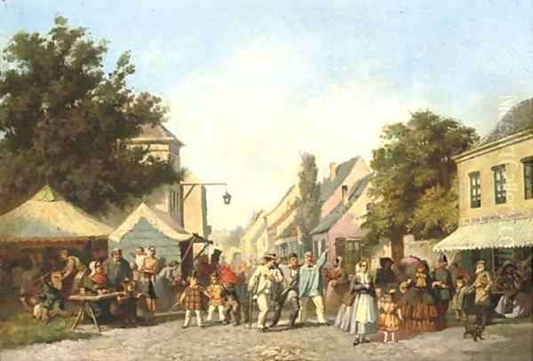 A summer fair in a Dutch village Oil Painting by Dutch School