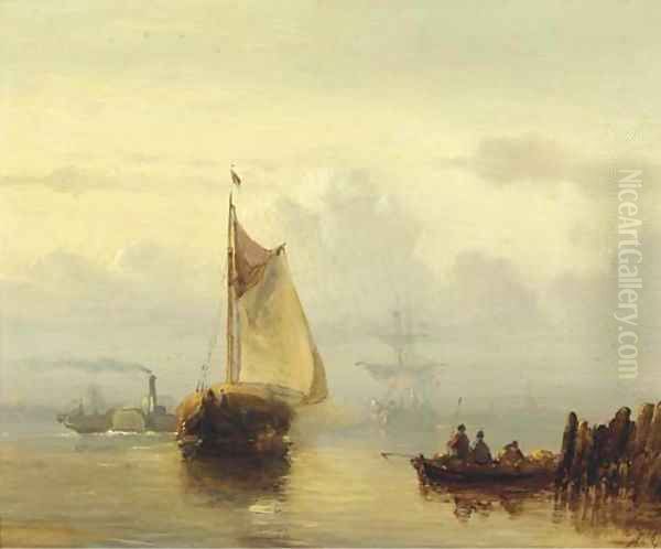 Steamship De Schelde on a misty morning Oil Painting by Dutch School