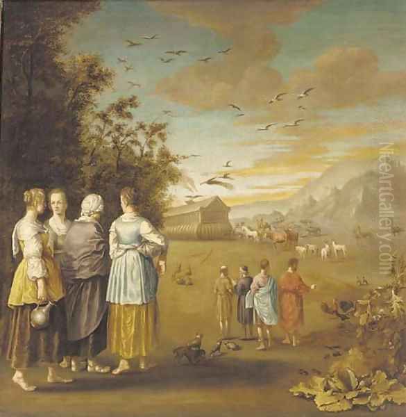 The animals entering the Ark Oil Painting by Dutch School