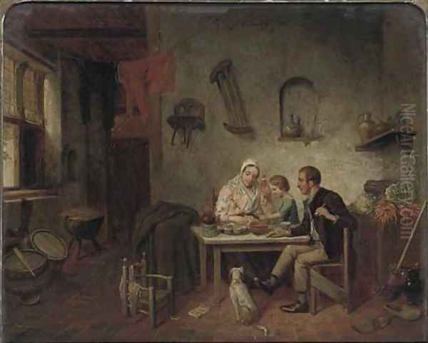 The family supper Oil Painting by Dutch School