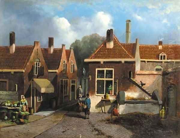 A view in a village Oil Painting by Dutch School