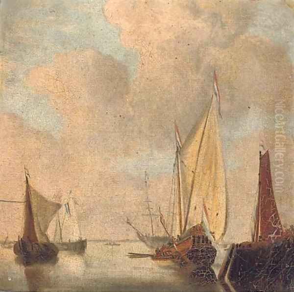 A yacht of the States General in the estuary Oil Painting by Dutch School