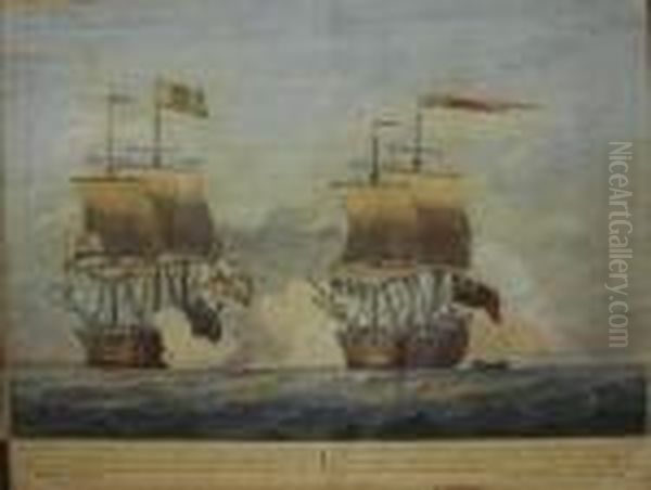 The Action Between Hms Centurion And Thenuestra Senora De Covandonga Oil Painting by Francis Swaine