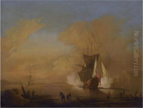 Firing A Salute Oil Painting by Francis Swaine