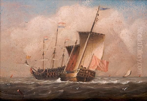 Dutch Shipping Oil Painting by Francis Swaine