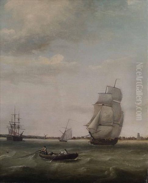 Vessels Off Thecoast Oil Painting by Francis Swaine