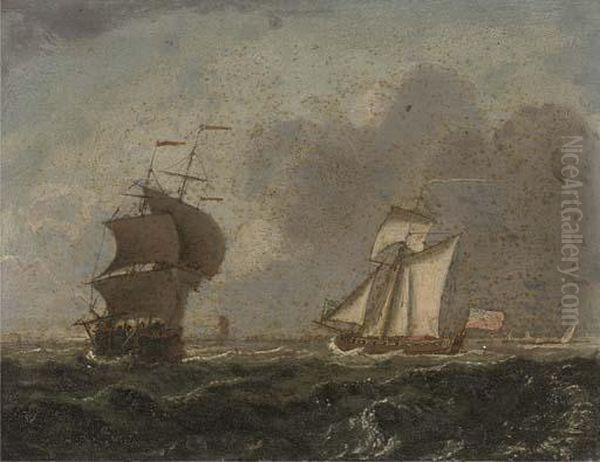 An Admiralty Yacht Running Down The Coast Oil Painting by Francis Swaine