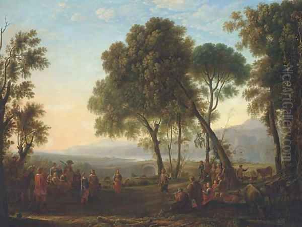 Newly-weds in a classical landscape Oil Painting by Dutch School