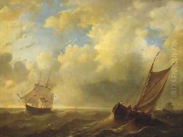 Shipping on a choppy sea Oil Painting by Dutch School