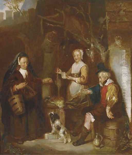 The poultry seller Oil Painting by Dutch School