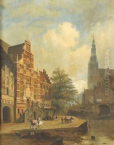 View of a Dutch town Oil Painting by Dutch School