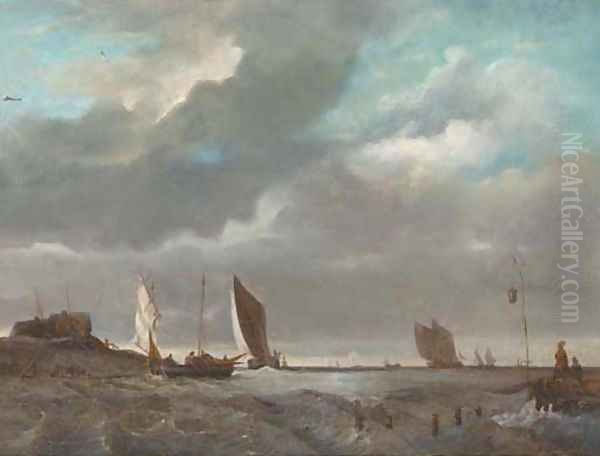 A fishing fleet in coastal waters Oil Painting by Dutch School